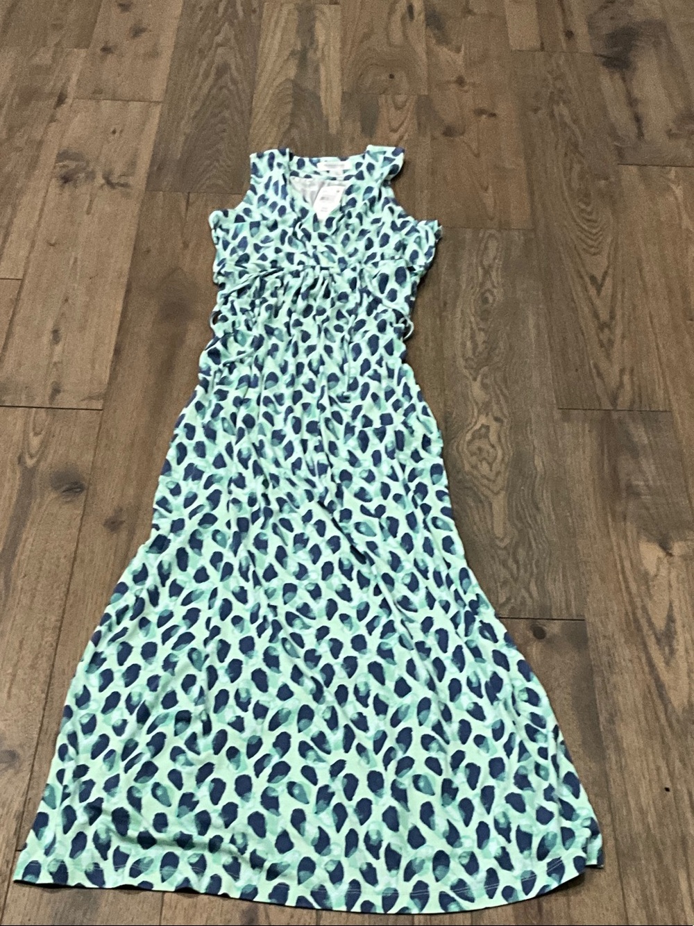 Motherhood Maternity Aqua Maxi Dress with Navy Spot Pattern